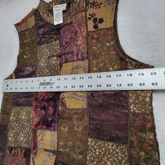 Coldwater Creek Women's Medium Brown Patchwork Oriental Sleeveless Vest Top - Picture 6 of 8